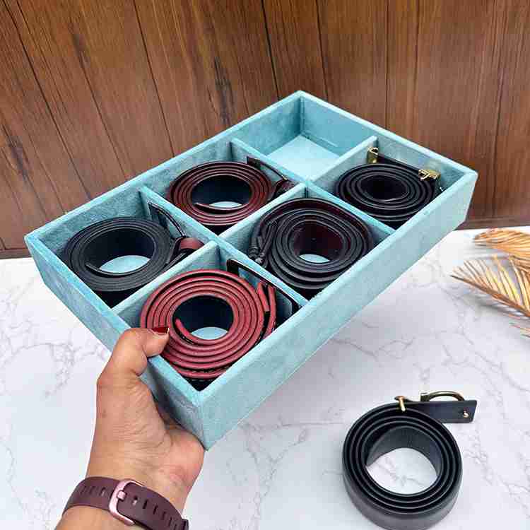 la trove Luxury Velvet 6 Slot BELT TRAY Organiser For Drawer And Display For Belts Belt Organiser 30 20 5 cm Vanity Box Price in India Buy la trove Luxury Velvet 6 Slot