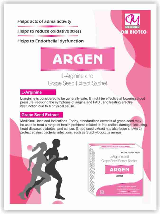 om biotec Argen Sachet L Arginine and Grape Seed Extract Sachet