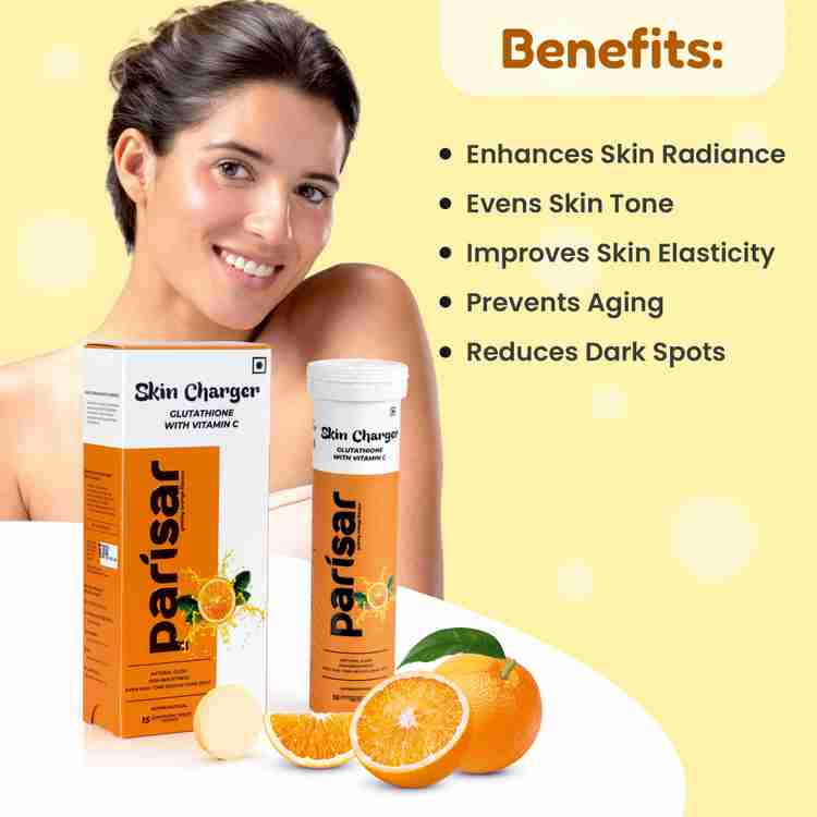 PARISAR PHARMA Skin Charger Vitamin C Glutathione Effervescent Tablets For Healthy Radiating Price in India Buy PARISAR PHARMA Skin Charger Vitamin C Glutathione Effervescent Tablets For Healthy Radia...