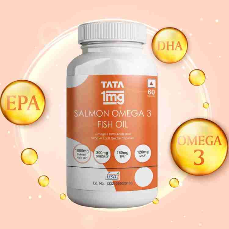 TATA 1mg Salmon Omega 3 Fish Oil 1000mg Fish Oil Capsule with