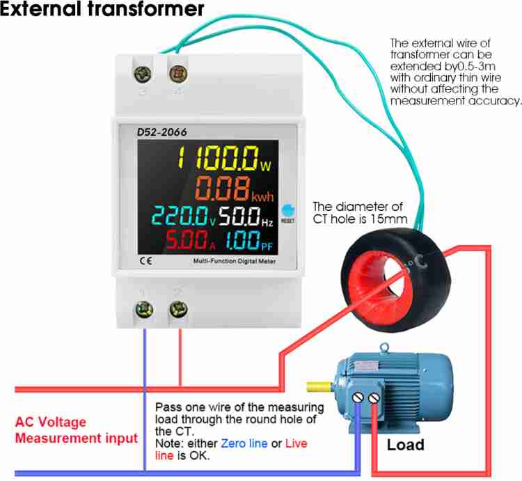 AC 6 in1 220V 110V 40V ~ 300V 100A amperometro digitale Power Energy  voltmetro amperometro Volt Watt Kwh misuratore di temperatura Time Split CT  - AliExpress