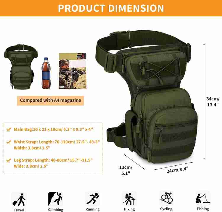 CarryTrip Premium Military Tactical Molle Drop Leg Bag - Versatile Thigh  Pack Waist Bag Thigh And Drop Leg Bag Green - Price in India