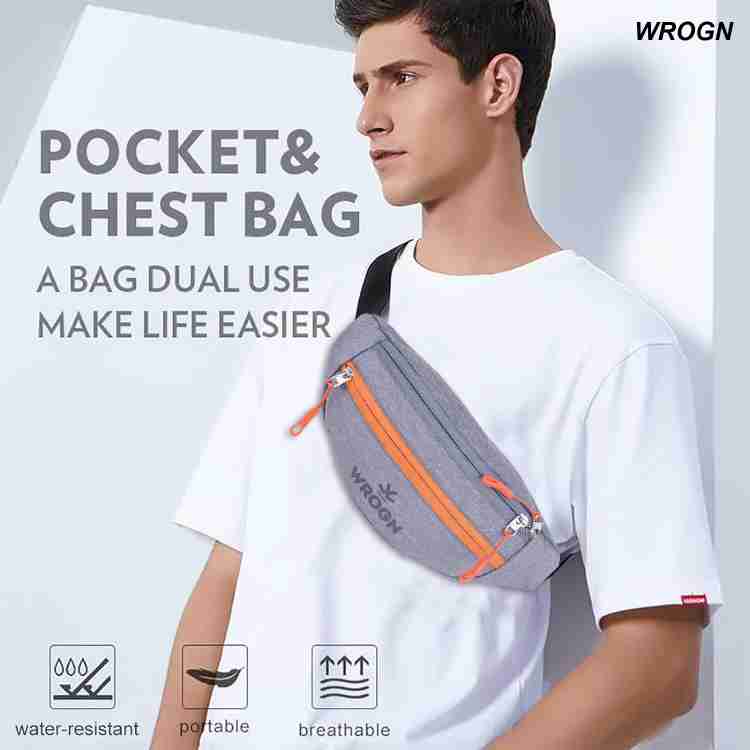 WROGN Compact Multi Purpose fanny pack travel passport bag chest bag mobile bag Waist Bag Grey Price in India Flipkart