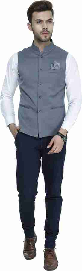 Manq solid outlet men's waistcoat