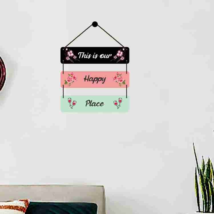 Home Delight Our Happy Place Wall Hanging Wooden Art Decoration Items Home  Decor