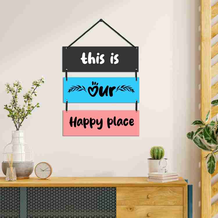 Home Delight Our Happy Place Wall Hanging Wooden Art Decoration Items Home  Decor