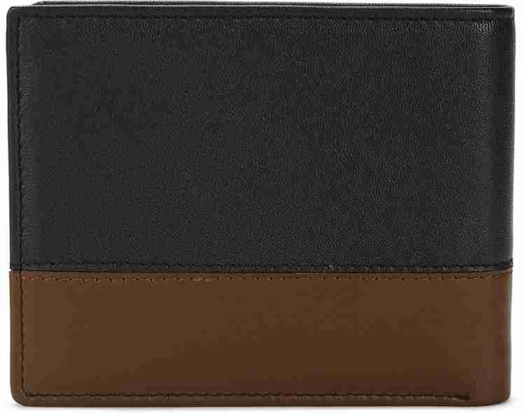 WOODLAND Men Casual Black, Tan Genuine Leather Wallet BLACK/TAN - Price in  India