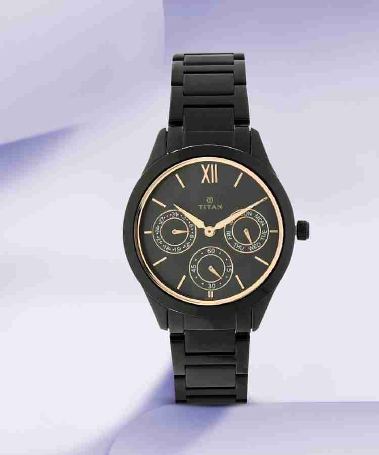 Titan black belt watches for cheap womens