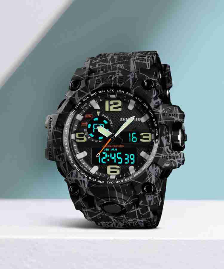 SKMEI Analog Digital Watch For Men Buy SKMEI Analog Digital Watch For Men 1155 Grey Black Chronograph Online at Best Prices in India Flipkart