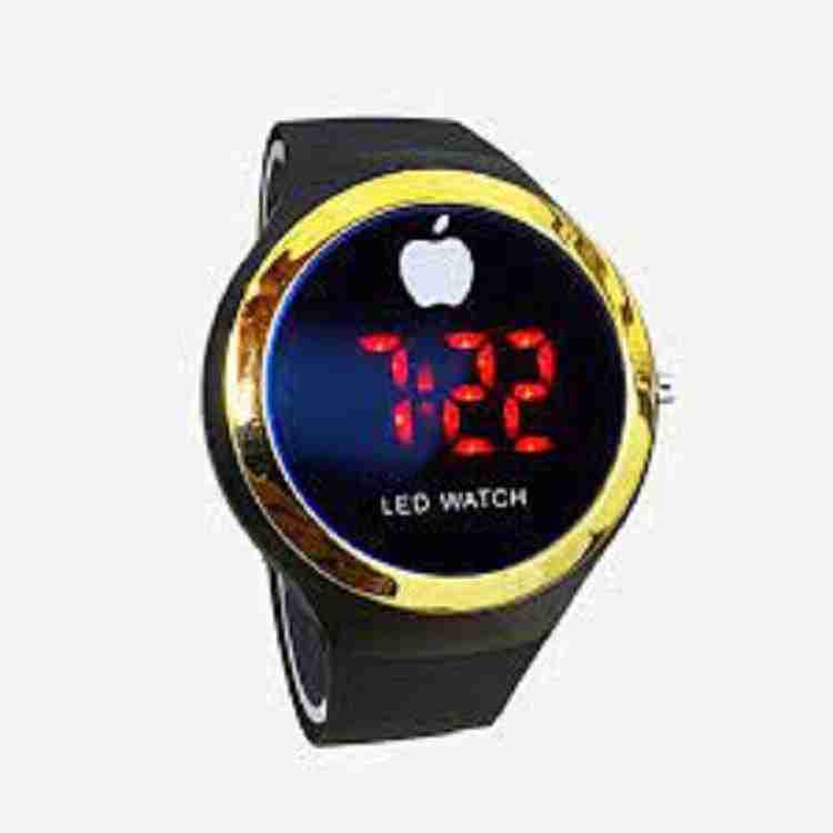 Ornate Apple led watch gold apple round black dial digital led watch Digital Watch For Men Women