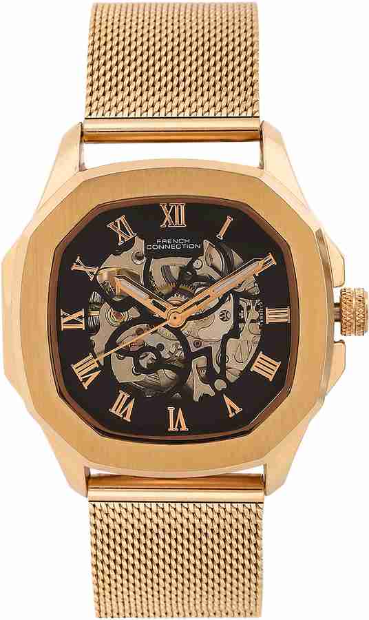 French Connection Automatic Automatic Black Dial Analog Watch 