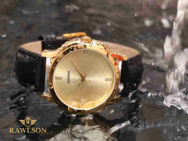 Rawlson Gold Color Leather Strap Watch for Men and Women Quartz Analog Timepiece RL Analog Watch For Men Women Buy Rawlson Gold Color Leather Strap Watch for Men