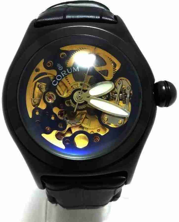 ANDHAK Corum Bubble Skeleton Automatic Collection Black Leather