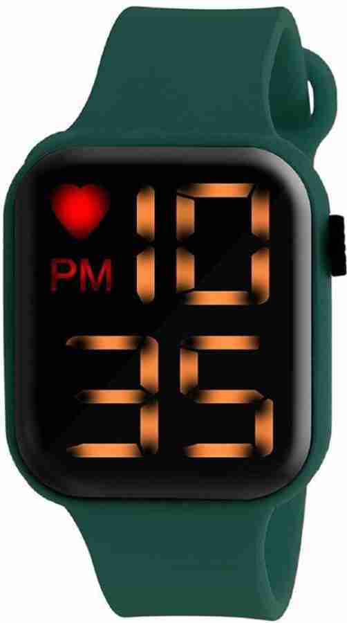 PIRASO HEART LED GREEN & LV BLACK COMBO Lifestyle Dial Color Black & Green  Strap Watch For Boys And Girls Digital Watch - For Men & Women - Buy PIRASO  HEART LED