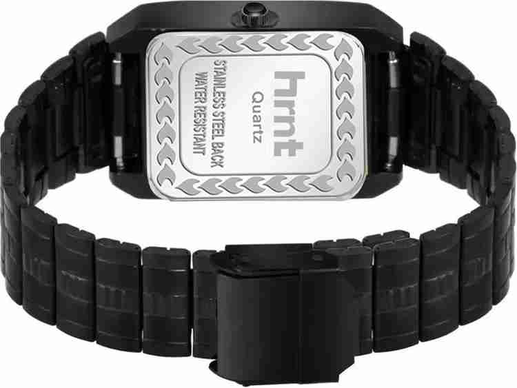 hrnt BLK WHT 9213 WHT 9213 Pure Black Plated Branded Watch Date