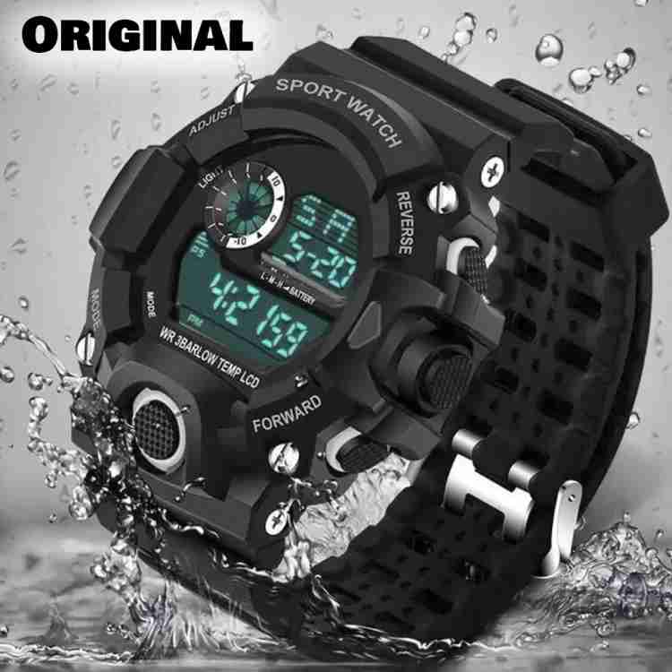 HINISH Jee Shock Black Unisex Waterproof Sport Digital Watch