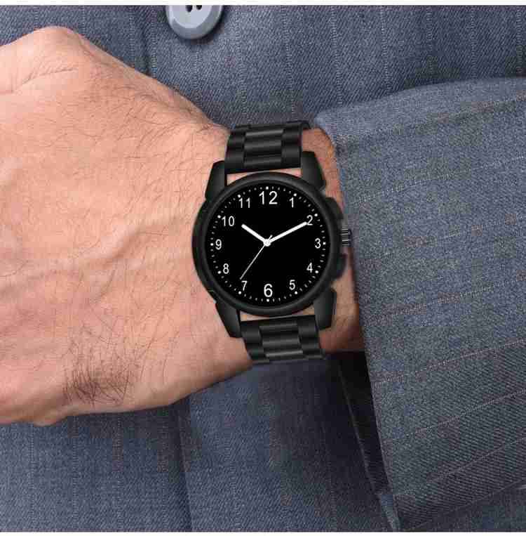 casera no of 9 All Black Stylish Designers Rubbers Strap Watches For Men  Analog Watch - For Men