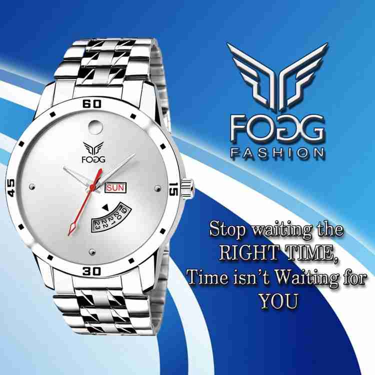 FOGG White Day and Date Analog Watch For Men