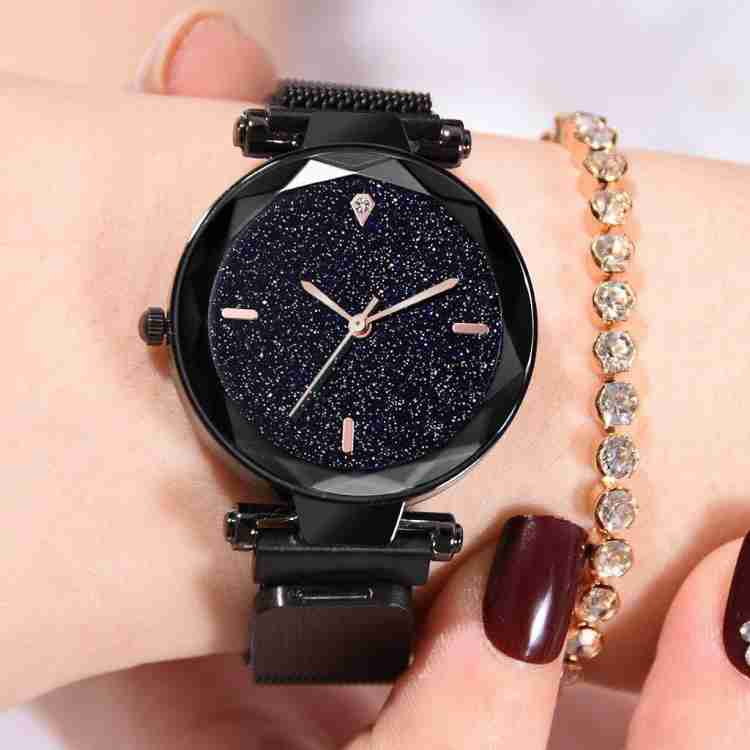 Girls watch in black colour best sale