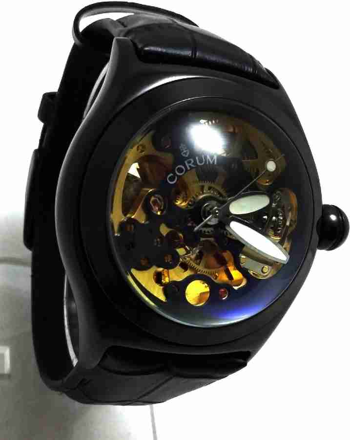 ANDHAK Corum Bubble Skeleton Automatic Collection Black Leather