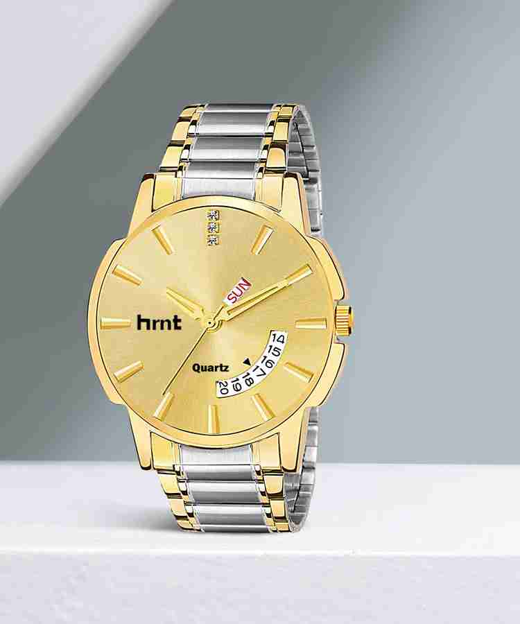hrnt G T T 9044 TT9044 TwoTone Original Golden Plated Metal Water Resistant Branded Day Date Analog Watch For Men Buy hrnt G T T 9044 TT9044 TwoTone Original Golden Plated Metal Water Resistant Brande...