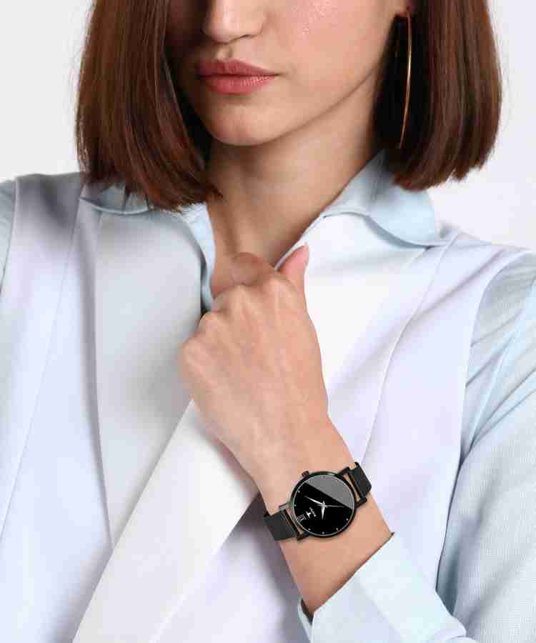RUSTET LD-L42-BLACK-CH Black Mesh Strap Girls Analog Watch - For 
