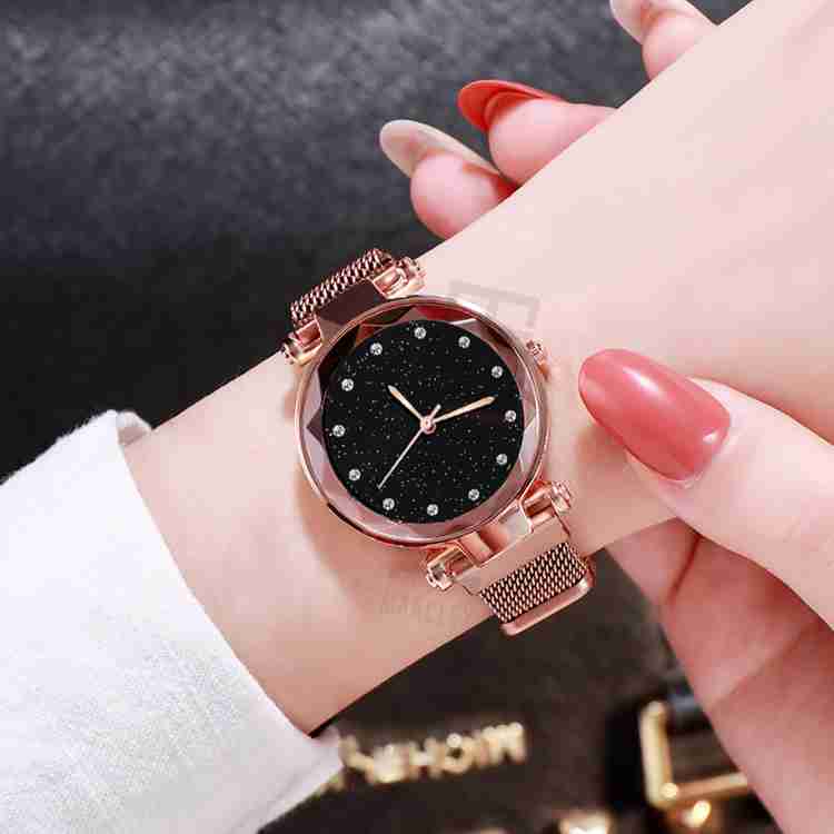 Marclex Magnet Rosegold Watch Rosegold color latest design Magnet watch for Girls and Women watches stylish Analog Watch For Women