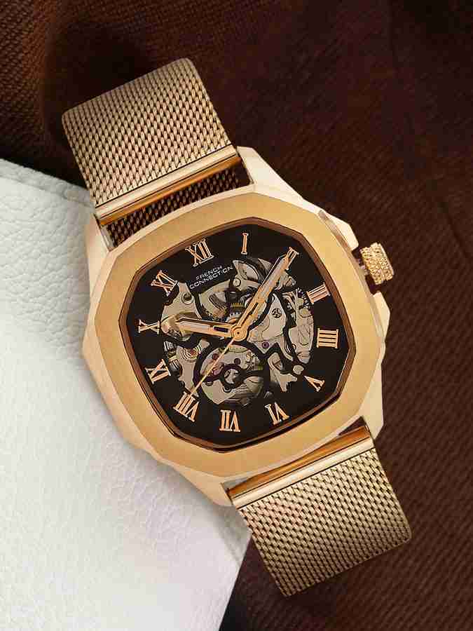French Connection Automatic Automatic Black Dial Analog Watch 