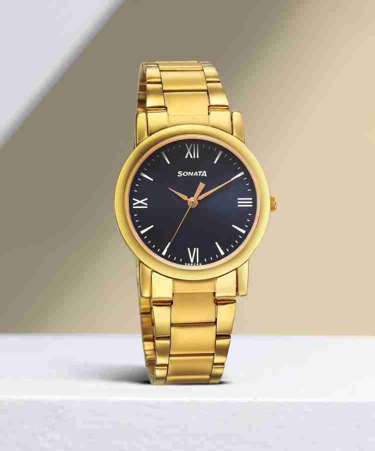 Sonata watch golden colour price sale