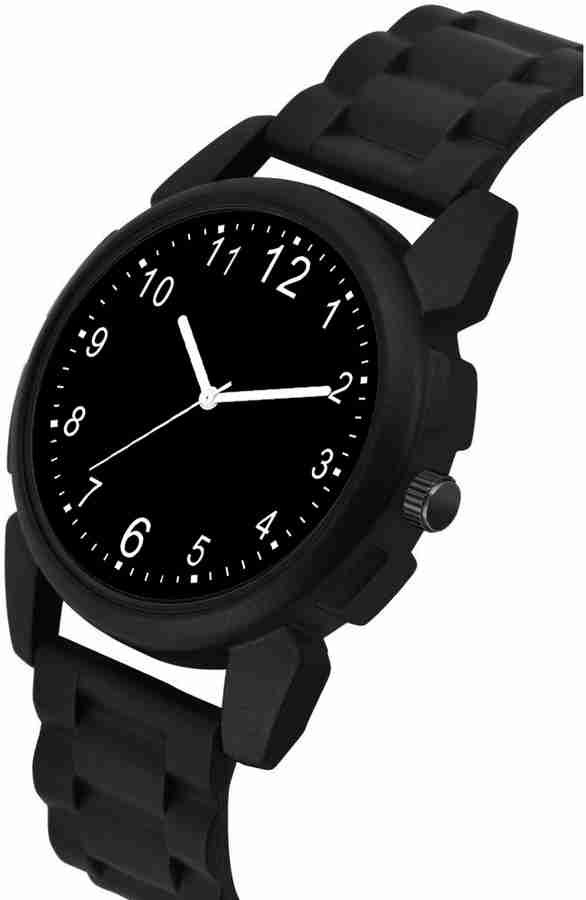 casera no of 9 All Black Stylish Designers Rubbers Strap Watches For Men  Analog Watch - For Men