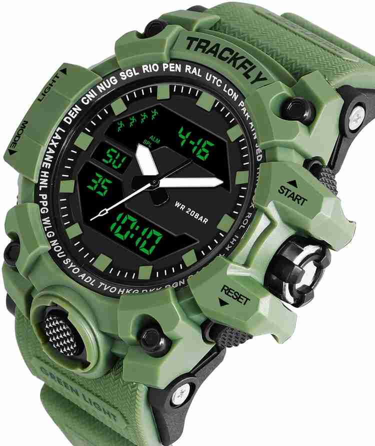 TrackFly 1005 GREEN Chronograph Multifunctional Sport Metal Body fashionable wrist watch Analog Digital Watch For Men Buy TrackFly 1005 GREEN Chronograph Multifunctional Sport Metal Body fashionable w...