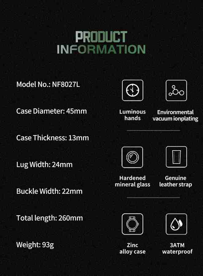 Vertical quartz watch 3atm waterproof price best sale