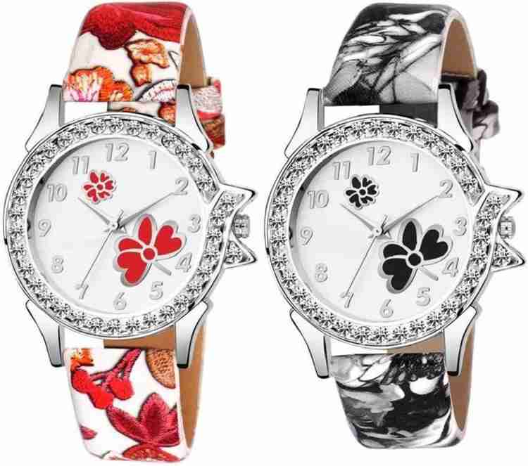 PEPPER STYLE Girls New Best Artist Designer Multicolor Belt Combo Watch For Girls Women Women Analogue Black Red Dial Women s Combo Watches Analog Watch For Girls Buy PEPPER STYLE