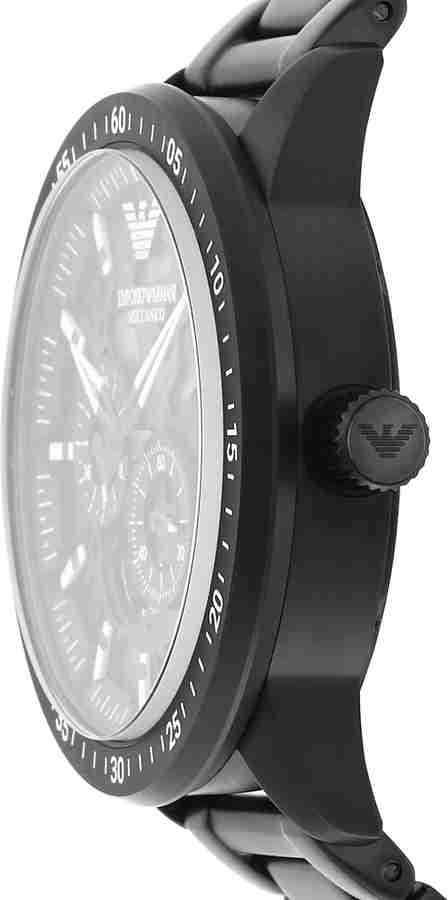 Armani black metal watch shop
