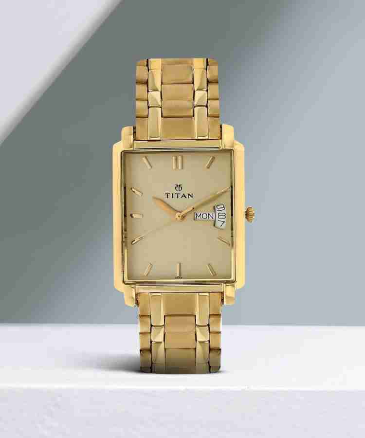 Titan square gold clearance watch