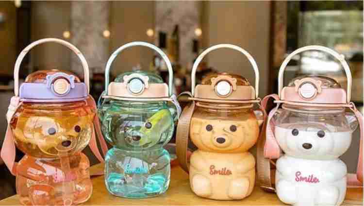 Flipkart Extraposh Teddy Bear Water Bottles Cup with Straw Randomly colours Available for School 1000 ml School Water Bottle