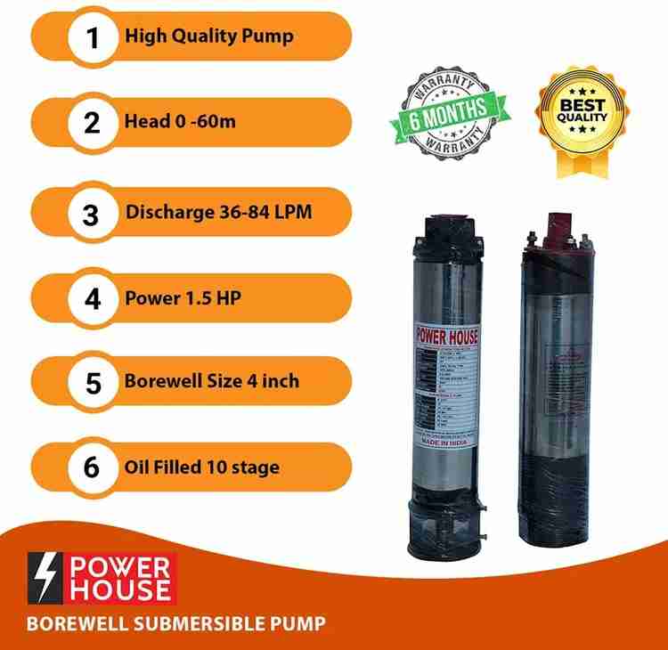 PowerHouse 1.5 HP Oil Filled Single Phase 4 Inch Borewell