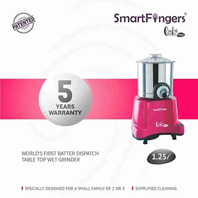 SMARTFINGERS Comfort Plus Mini Table Top Wet Grinder 230V 50hz