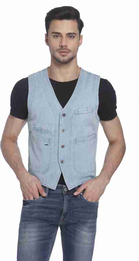 Men's denim waistcoat hotsell