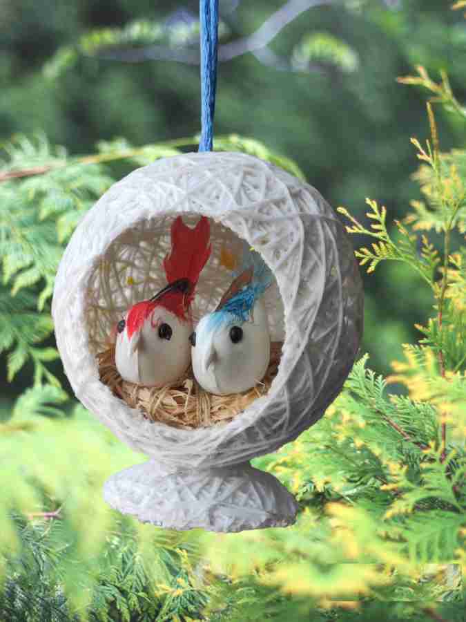 DIYAAN ENT 4 cotton handmade nest with birds for Christmas tree