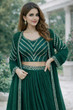 CHITT FASHION Women Georgette Crop Top Skirt Ethnic Jacket Set view 5