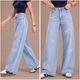 Women Wide Leg High Rise Light Blue Jeans - Image 7