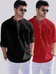ZARTHA Men's 2-Pack Solid Cotton Blend Straight Kurta - Image 8