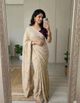 Panchtava fabric Embroidered Silk Saree (Cream) - Image 7