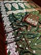 MA ROKKHA KALI Woven Banarasi Silk Blend Saree (Dark Green) - Image 7