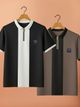 Yazole Men Zip Neck Black, White T-Shirt - Image 6