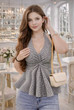 Just Fab Casual Sleeveless Checkered Women Yellow Top view 3