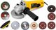 Inditrust Electric Angle Grinder Machine with 1pair Glove 2pc Vecro pad 1pc 4inch (Felt Flap Metal Cutting Grinding Marble Wood Wheel ) 1p 5inch Backing Pad 2pc 3inch Golden and Twisted Cup brush set Angle Grinder (100 mm Wheel Diameter) - Image 8
