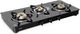 Prestige Royale Plus GT 03L Toughened Black Glass Top with Baati/Tandoor Stand Inside Glass Manual Gas Stove (3 Burners) - Image 3