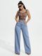 RIFA Women Wide Leg Mid Rise Light Blue Jeans - Image 3
